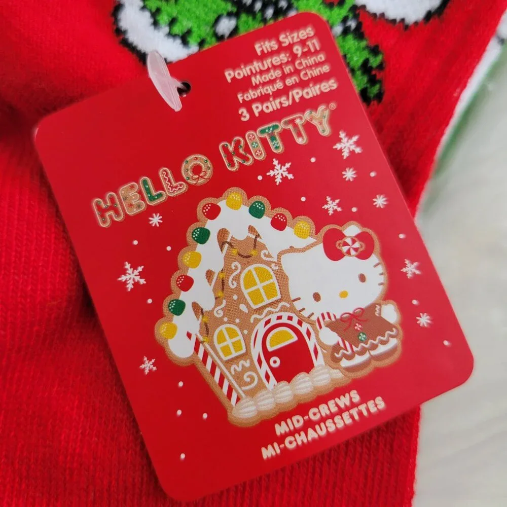 Hello Kitty Christmas Mid-Crew Socks